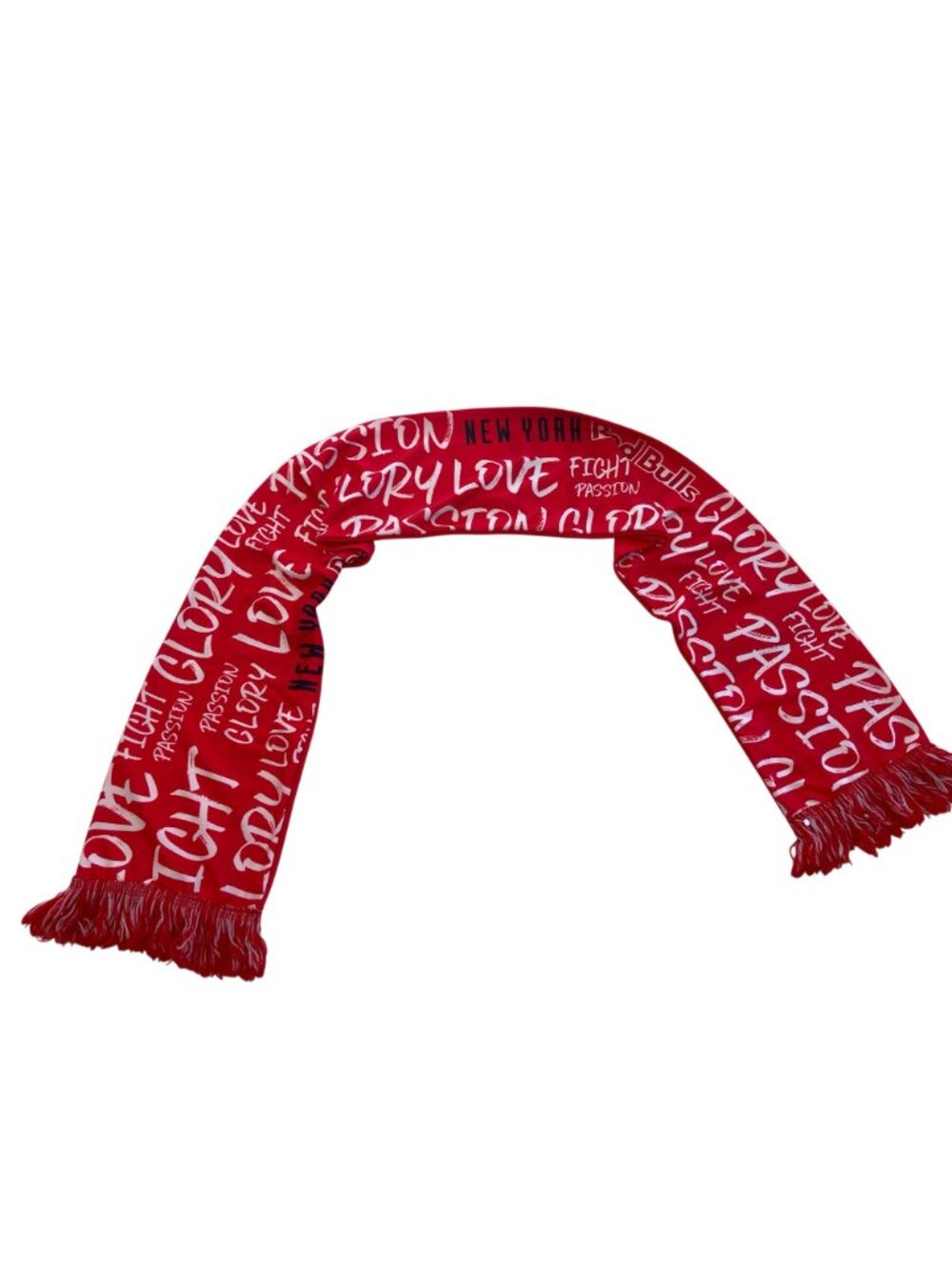 New York Red Bulls Soccer Scarf Red Polyester W/ Fringe 60" Fans & Sports Lovers - Picture 2 of 9